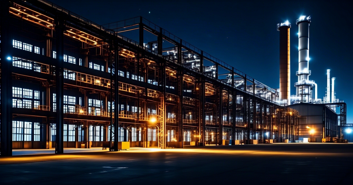 factory building with lighting