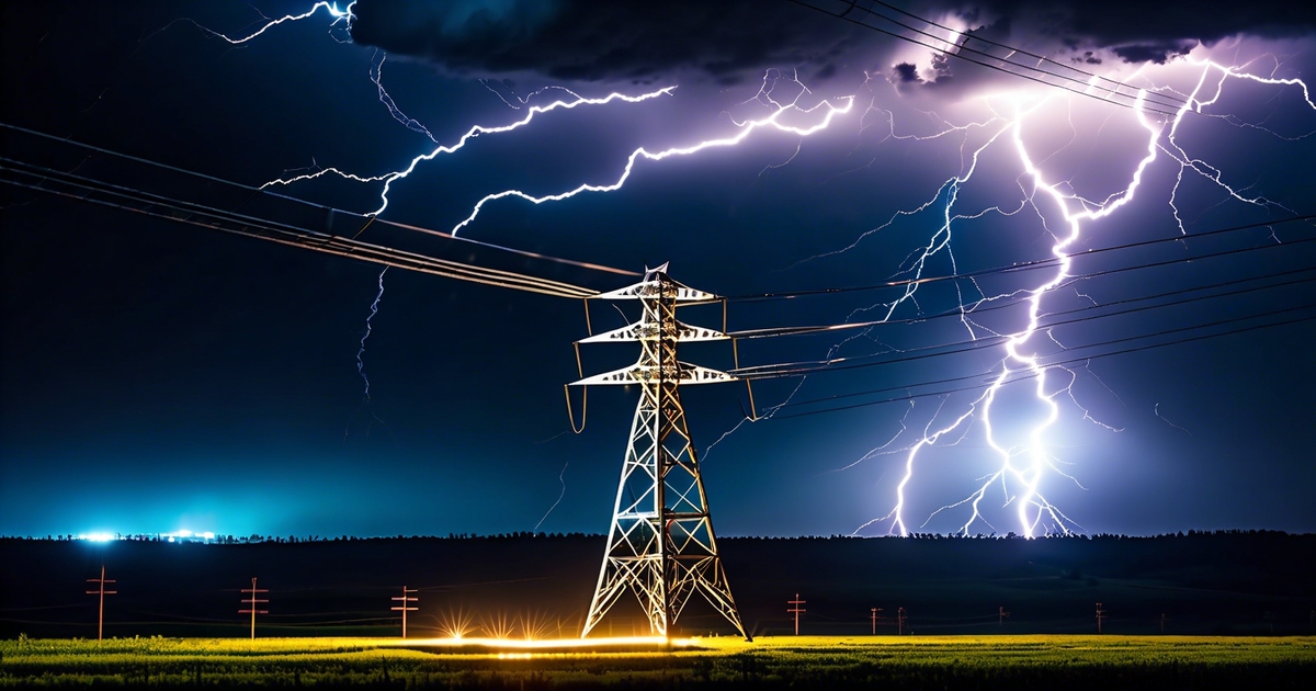 lightning bolt hitting power lines